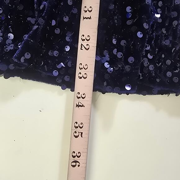 LULU'S SZ S Mesmerizing Diva Navy Blue Sequin Wide-Leg Halter Jumpsuit NEW B27 - Picture 9 of 11